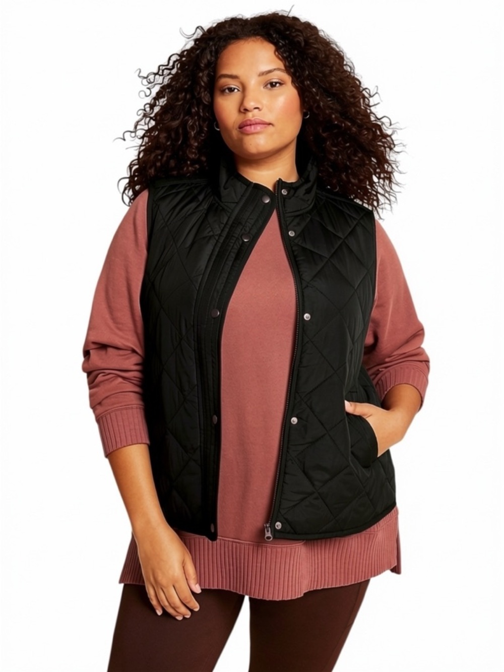 Maurice's Featherweight Diamond Quilted Black Vest Jacket Lightly Insulated 2X